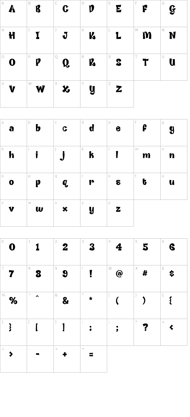 godfrey-regular character map