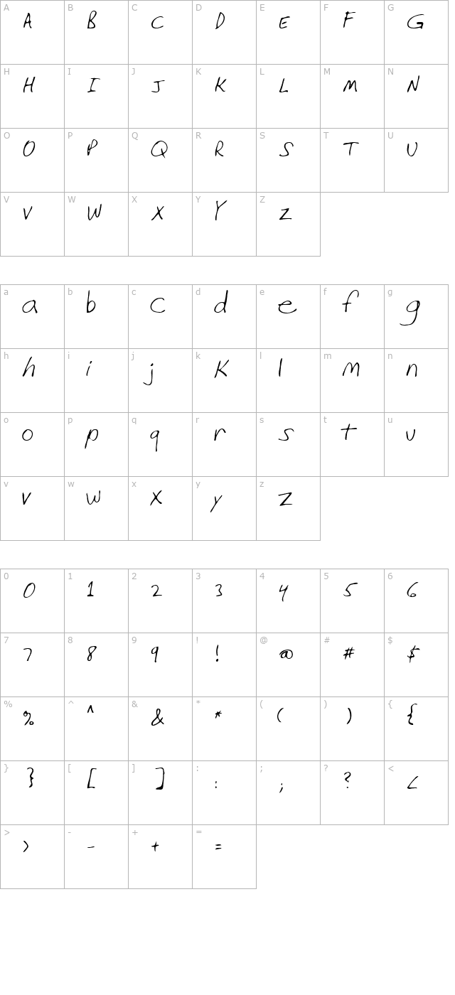 goldish-regular character map