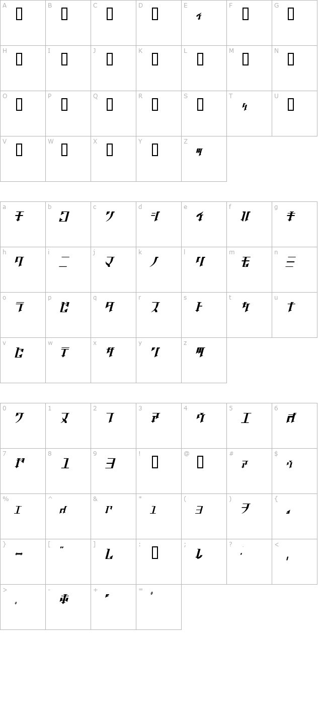 golgotha-oblique-j character map