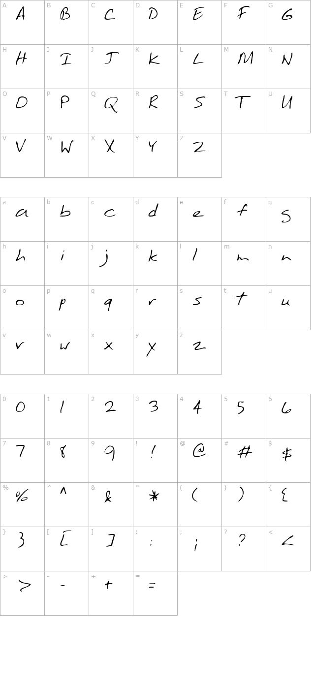 gooch-regular character map