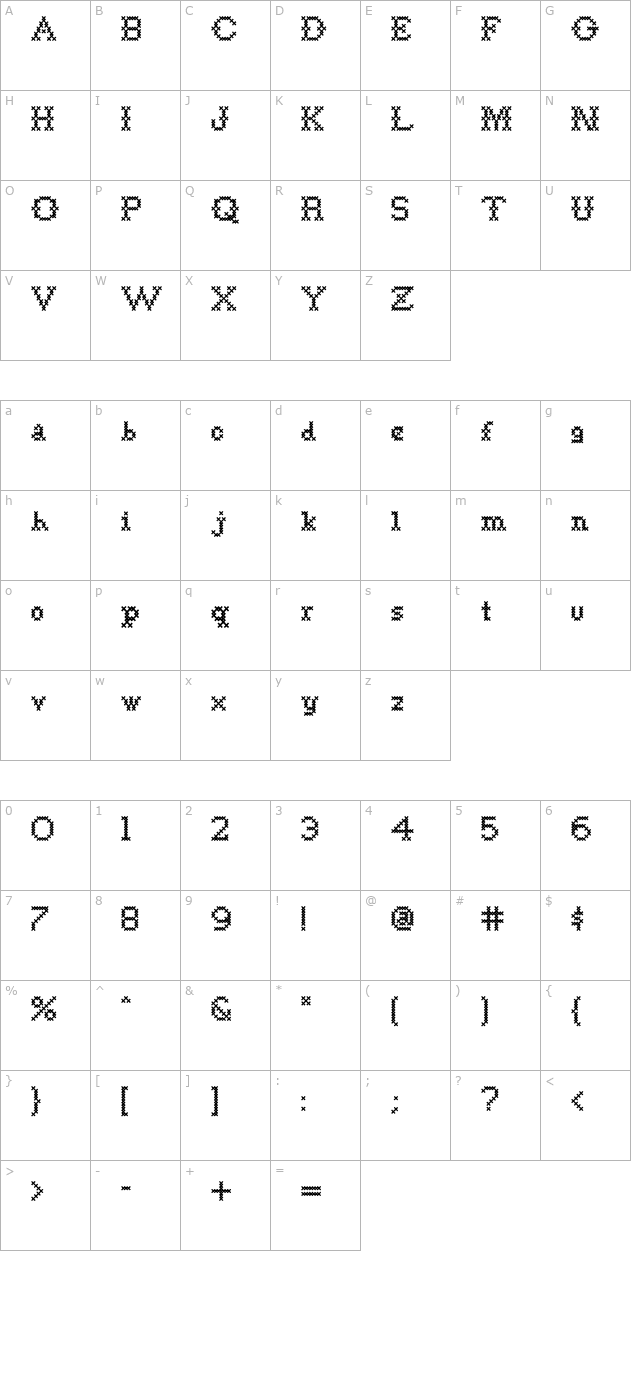 Goodbye Crewel World NF character map