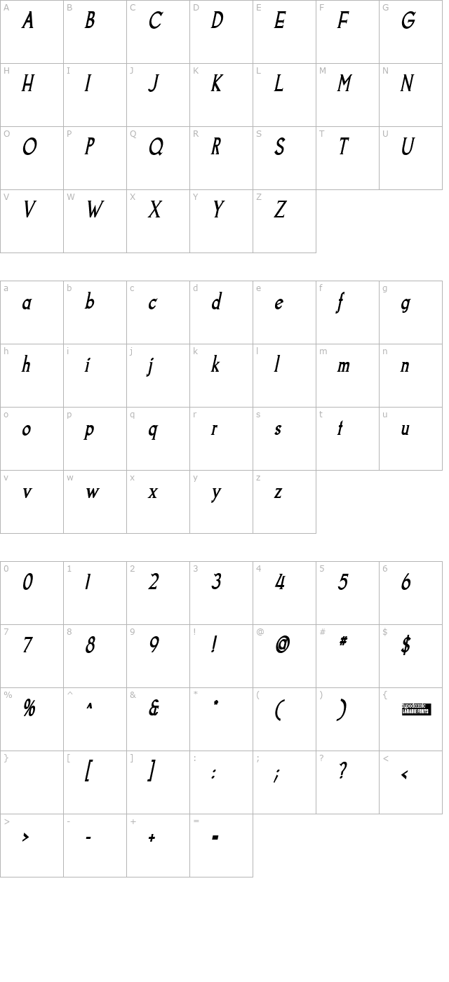 goodfish-bold-italic character map