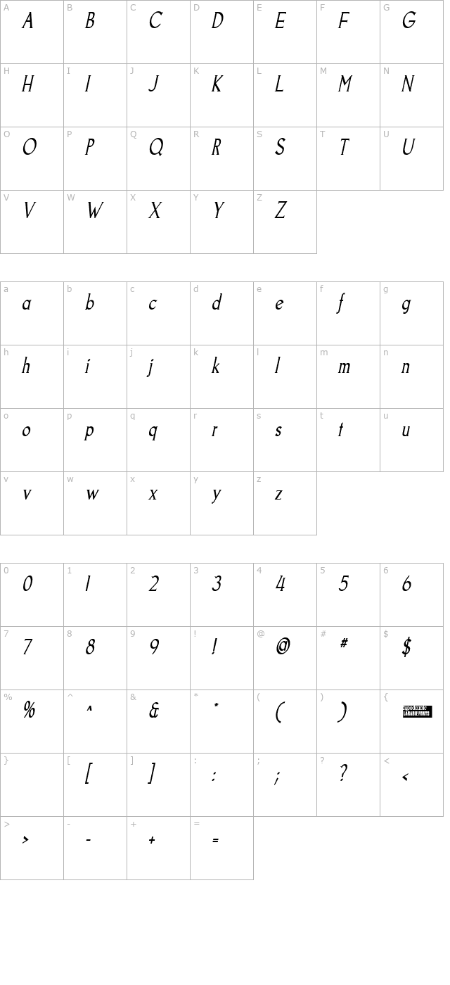 goodfish-italic character map