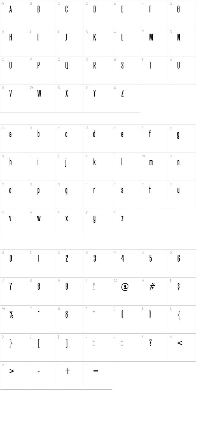 goodge-regular character map