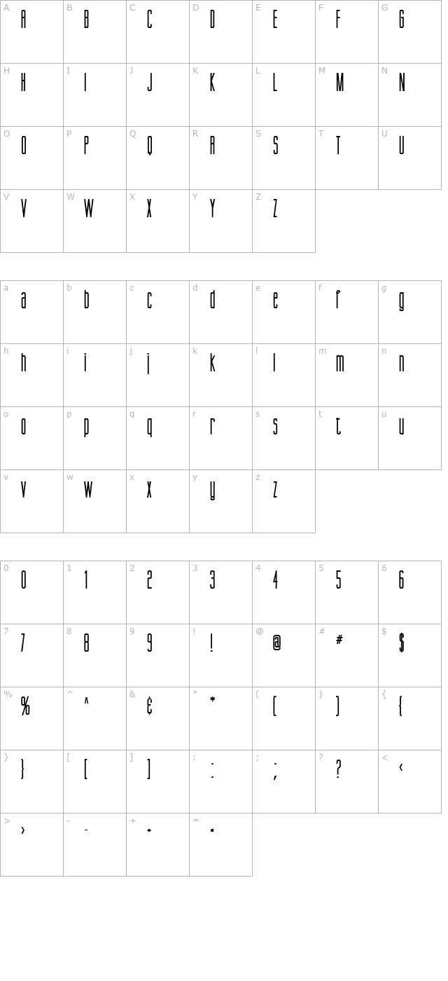 gorgio-bold character map