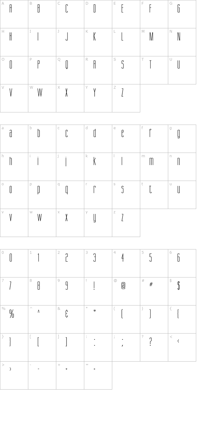 gorgio-wide-normal character map