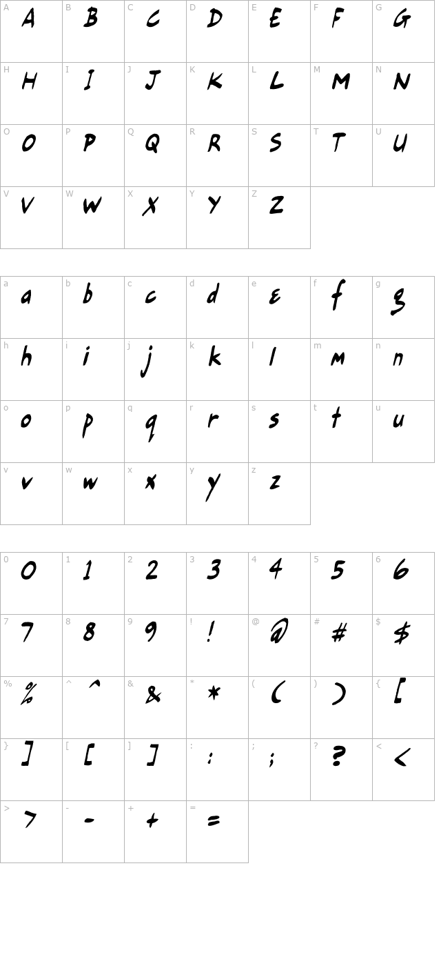 gorts-fair-hand-regular character map