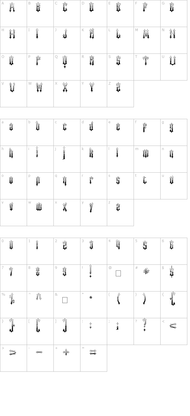 Gothic Flames character map