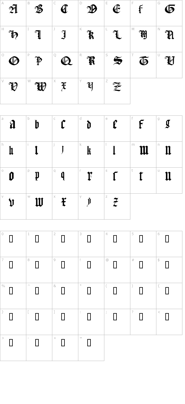 gothic-texture-quadrata character map