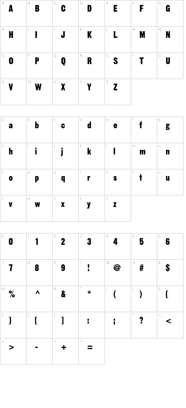 GothicThirteenStd character map