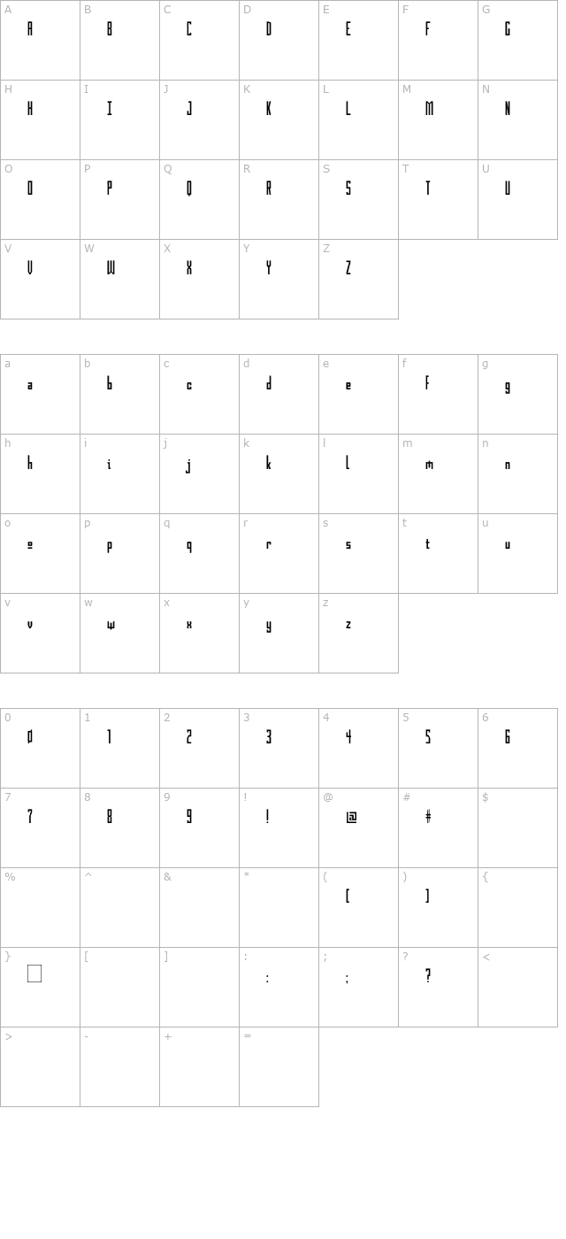 Gothik#107 character map