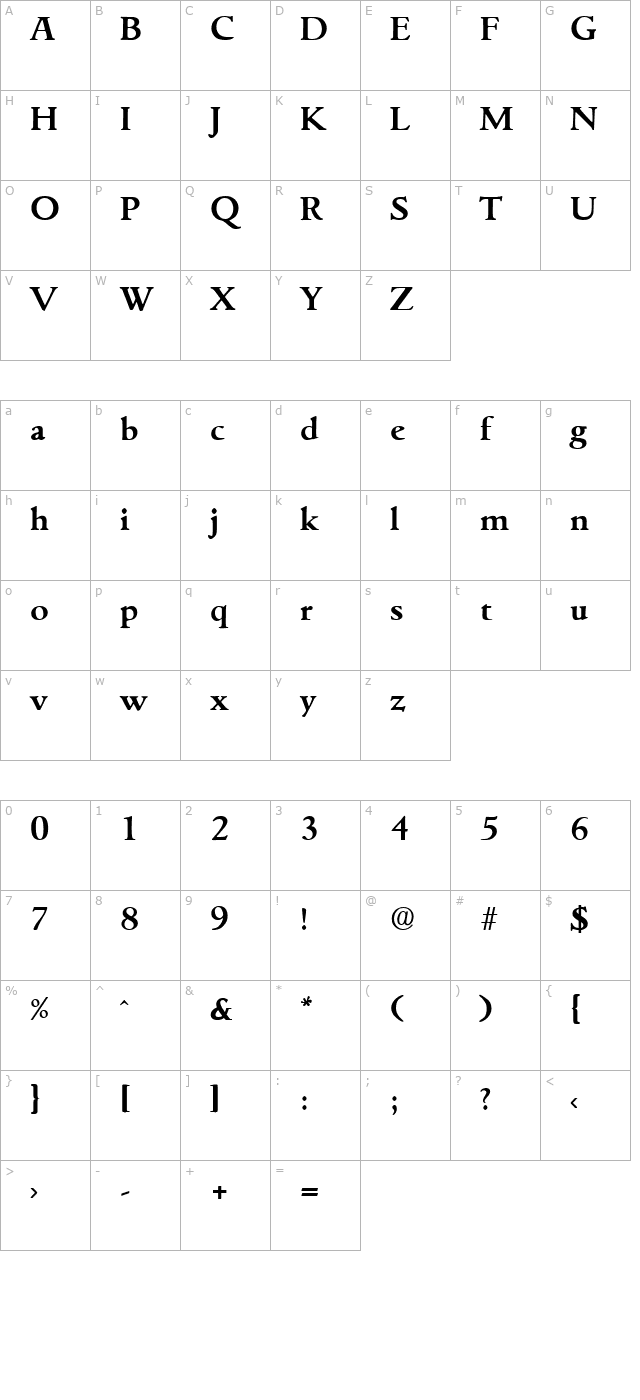 Goudita-DemiBold character map