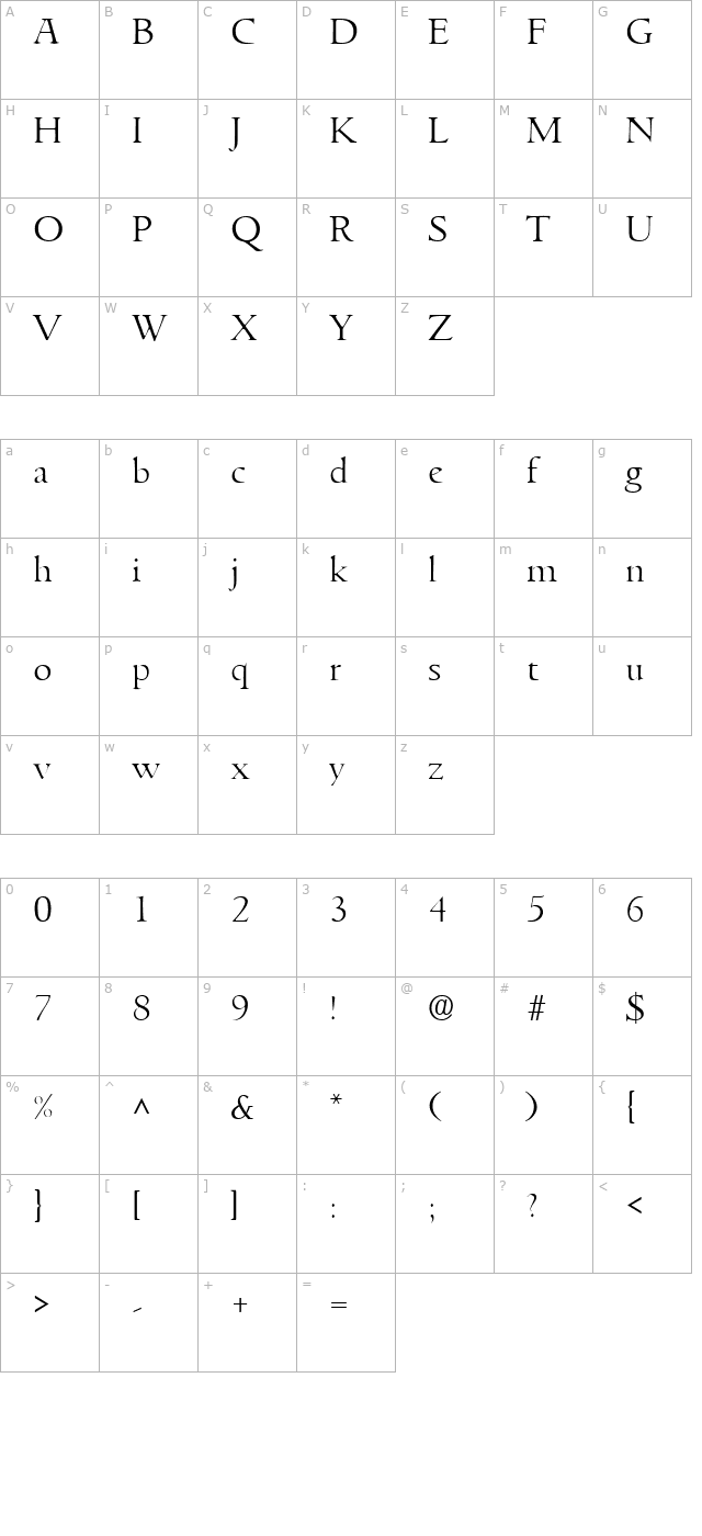 goudita-light-sf character map