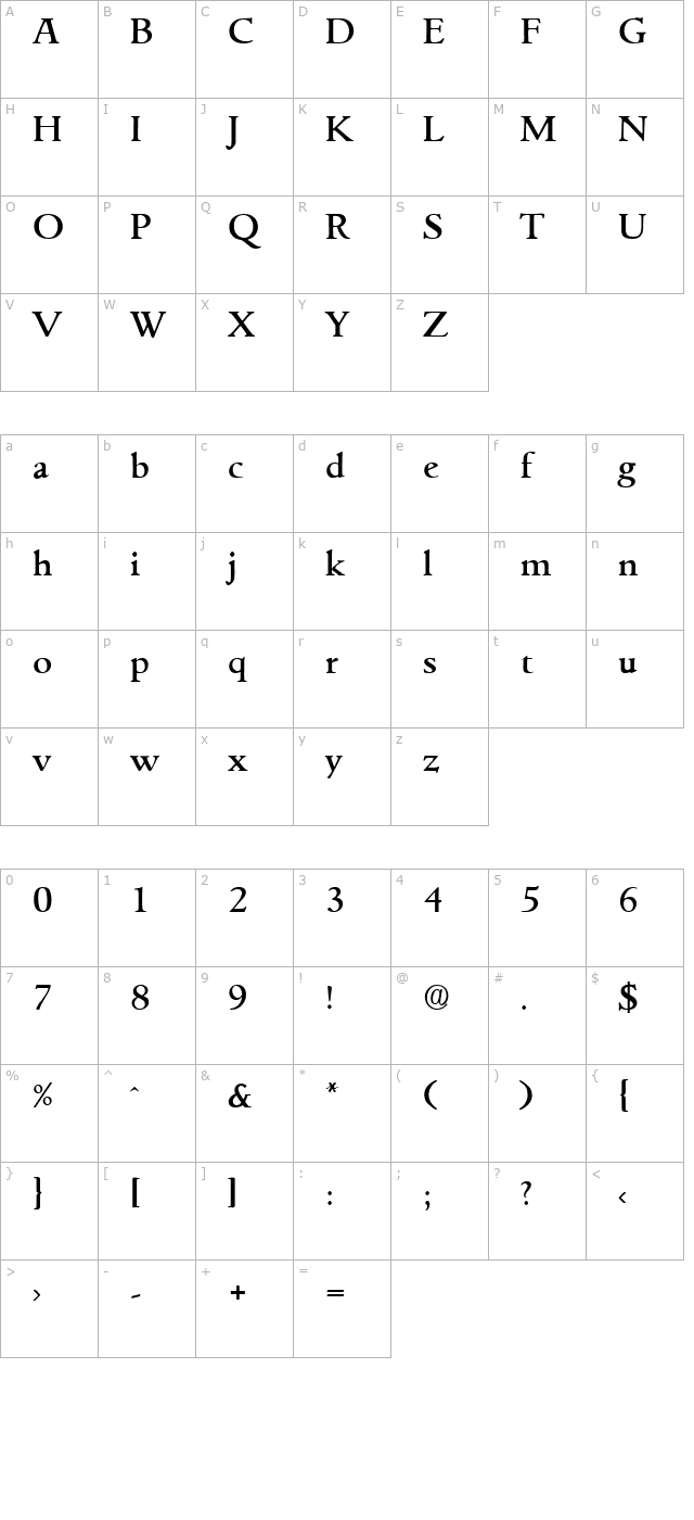 Goudita-Medium character map