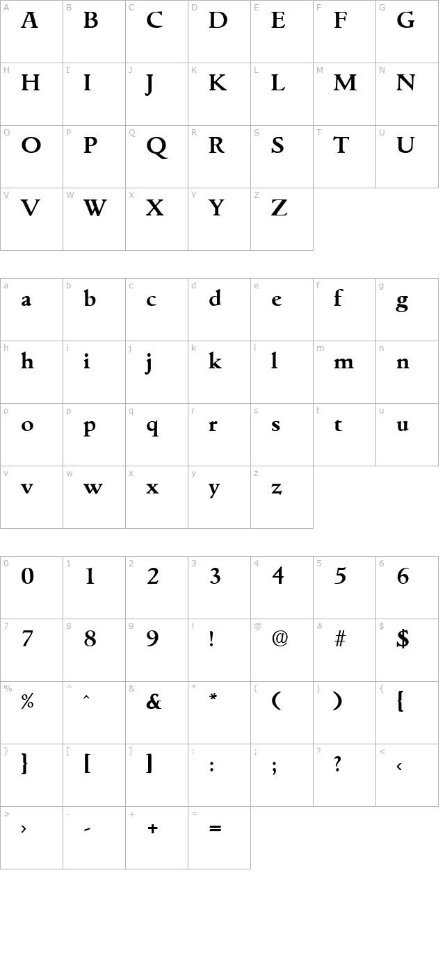 Goudita-Serial-Bold character map