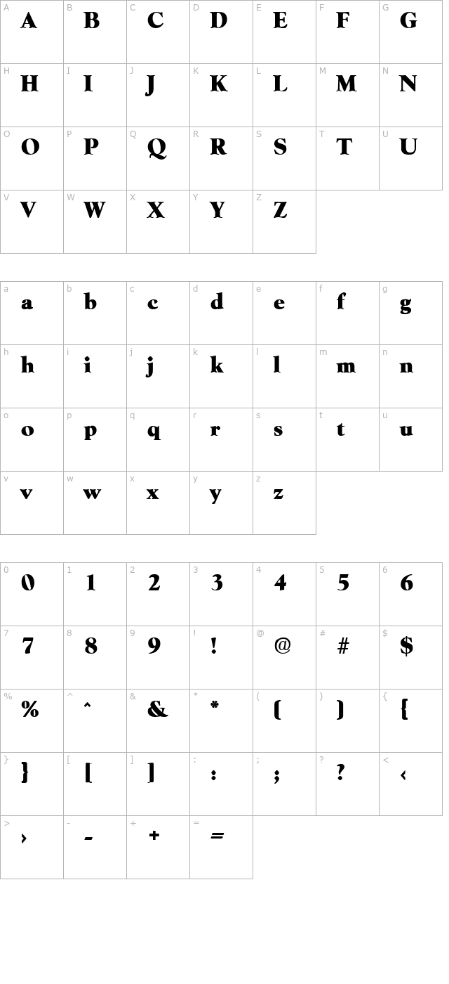 Goudx-ExtraBold character map