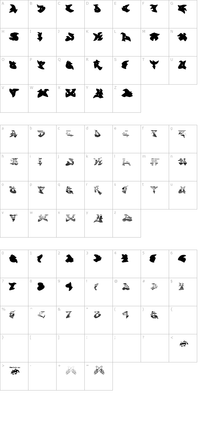 graffontigradientfill character map