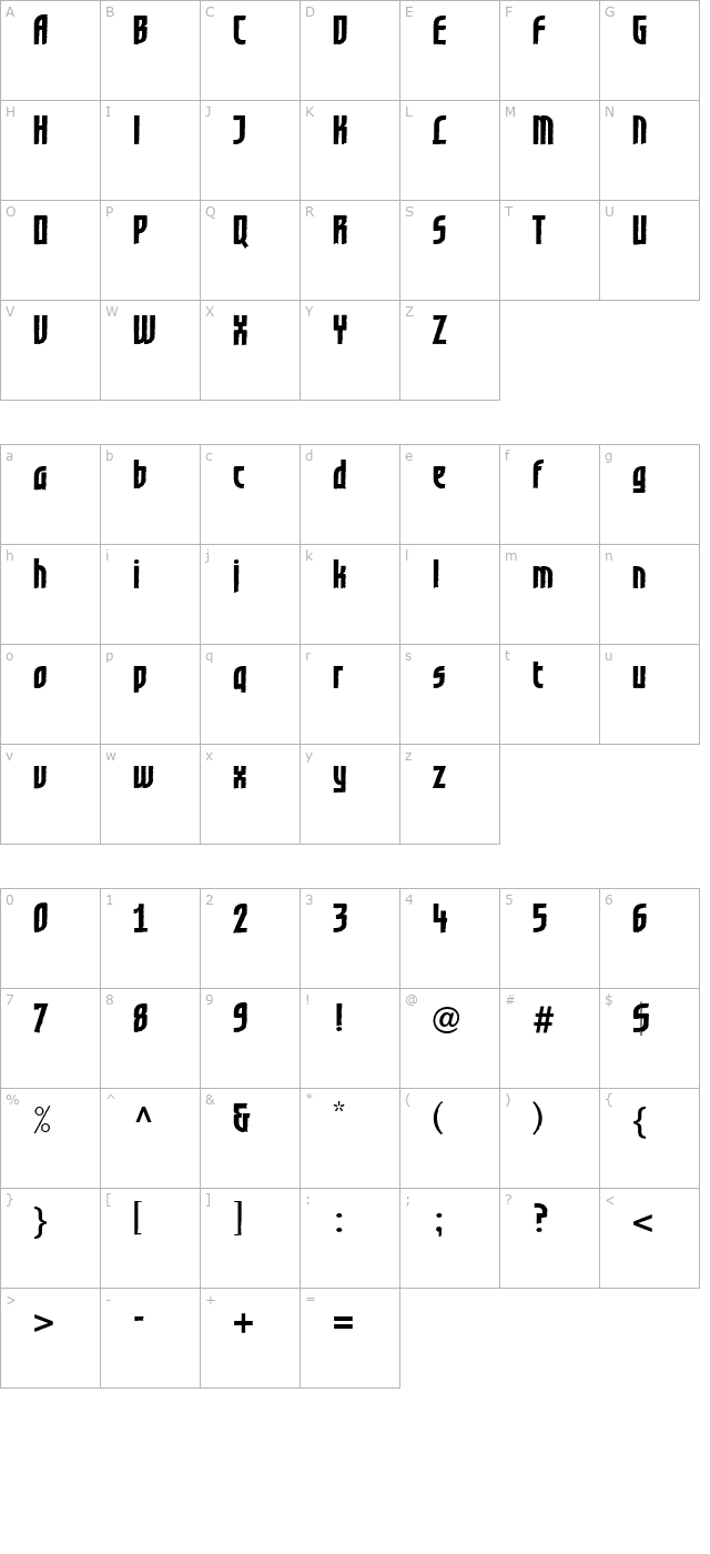 Grafilone LL Bold character map