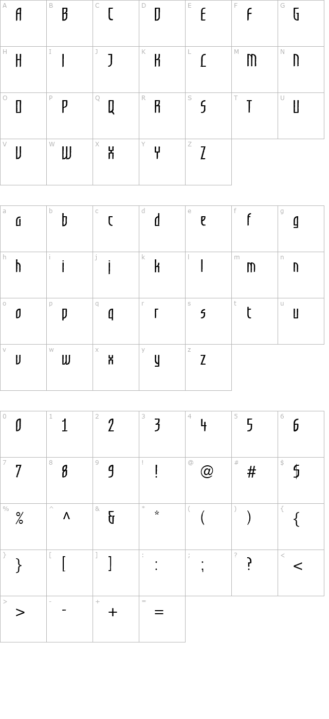 Grafilone LL Semi Bold character map