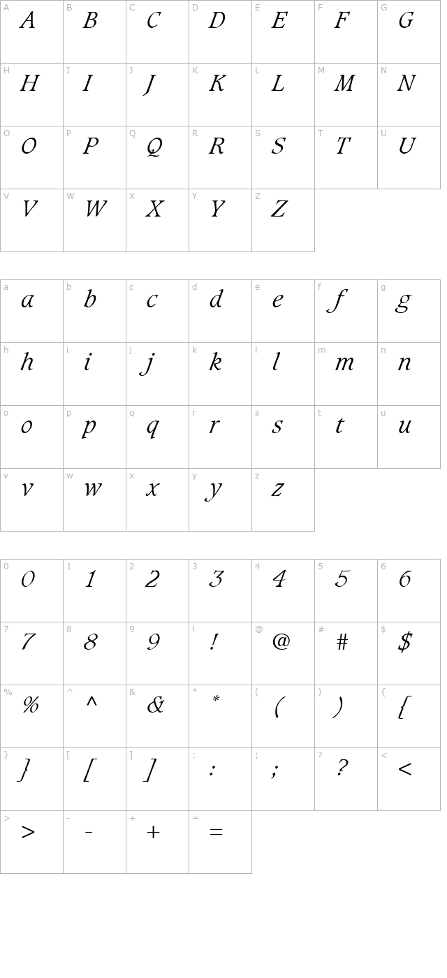 grammateus-light-ssi-light-italic character map