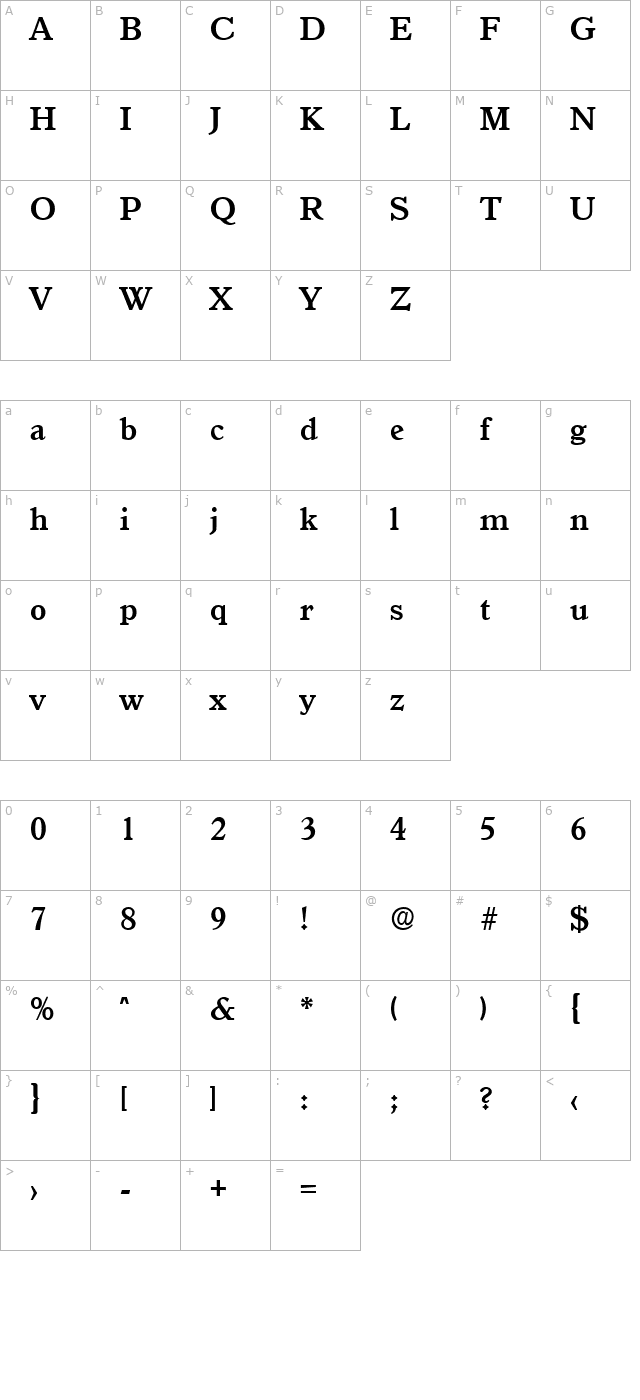 Granada-Serial-Bold character map