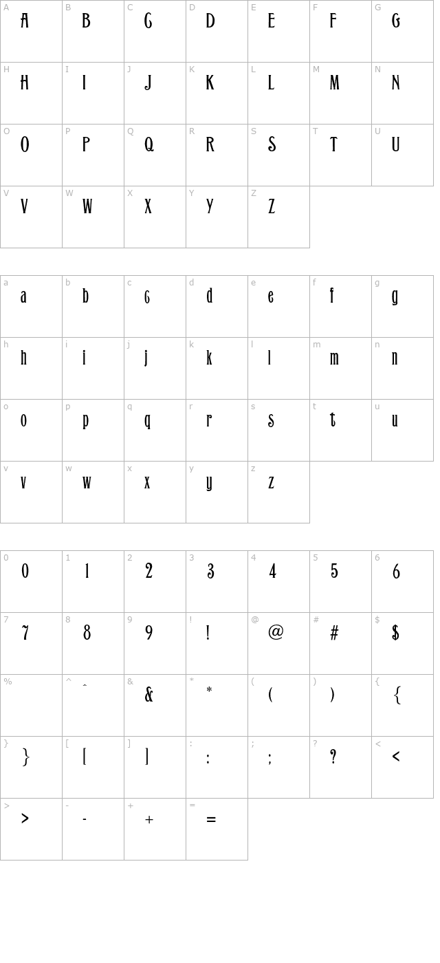 GrantAntique-Normal character map