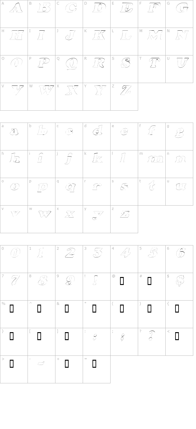 GrantOutline Oblique character map