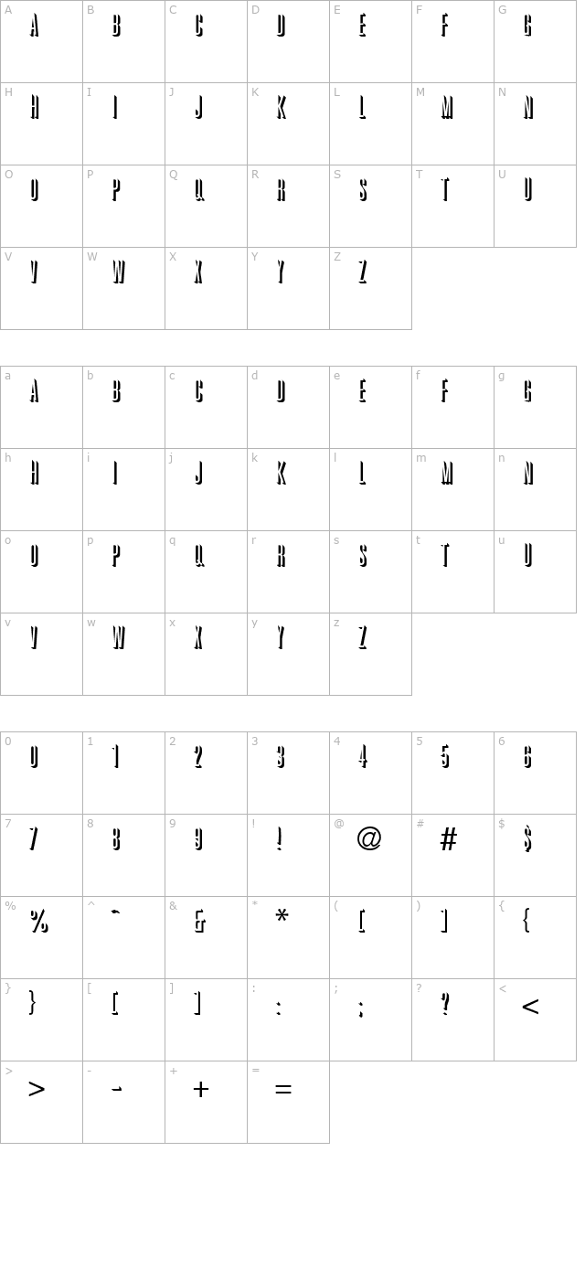 Graphik Shadow Regular character map