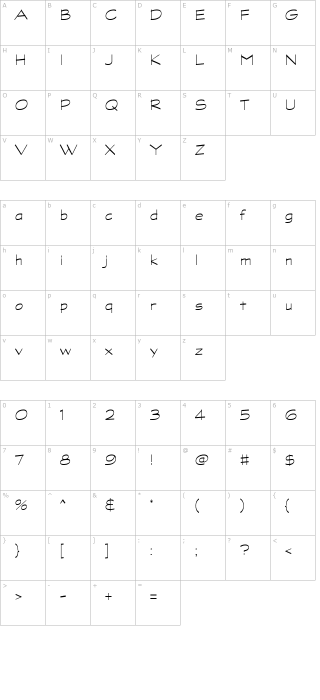 Graphite Light ATT character map