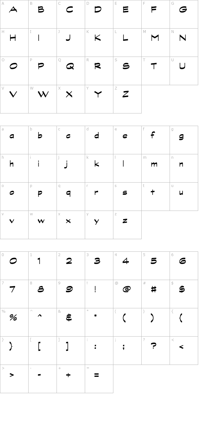 GraphiteStd-Bold character map