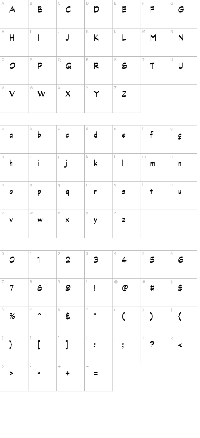 GraphiteStd-BoldNarrow character map