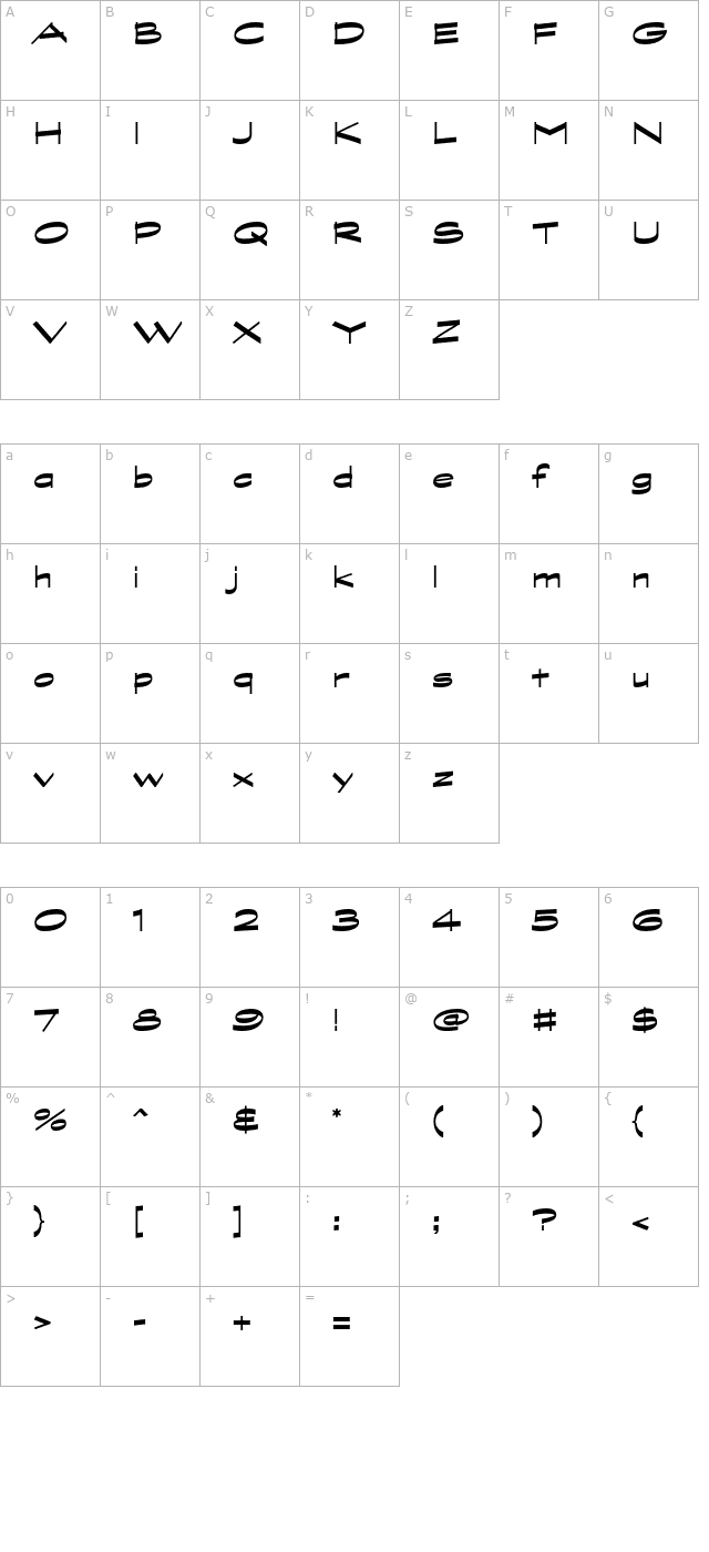 GraphiteStd-BoldWide character map