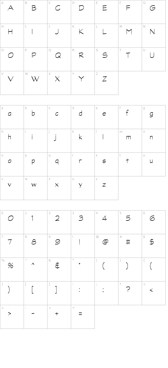 GraphiteStd-Light character map