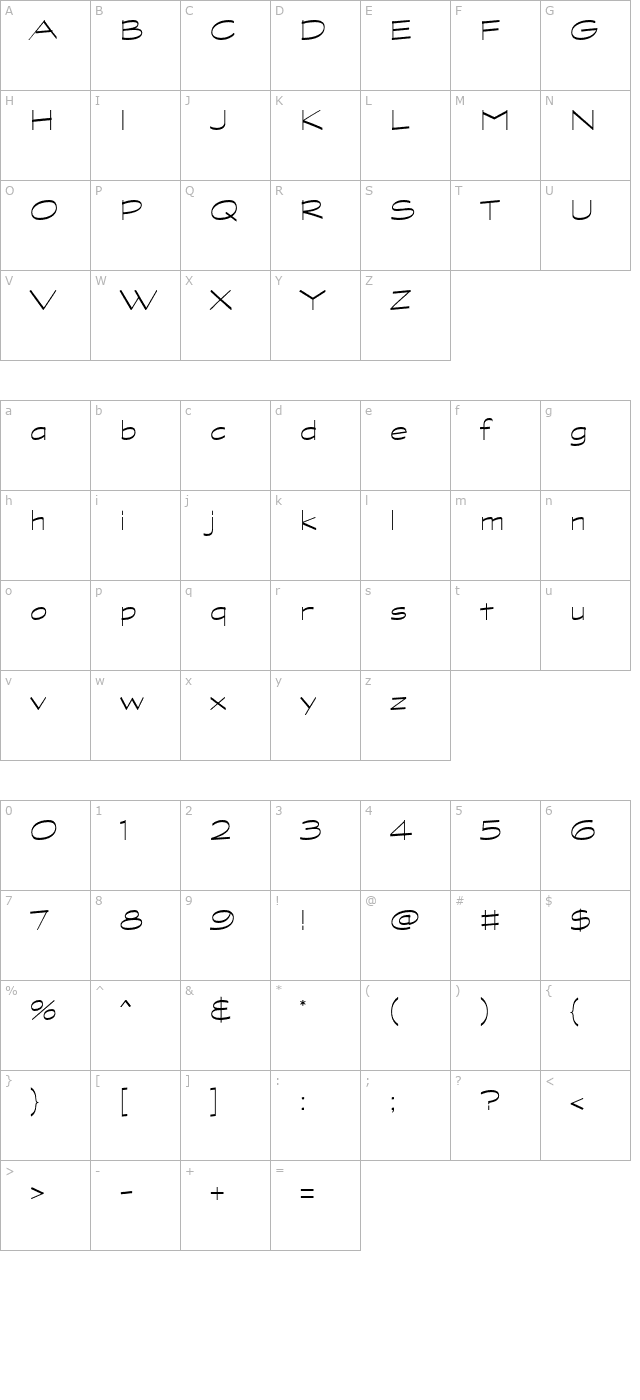 GraphiteStd-LightWide character map