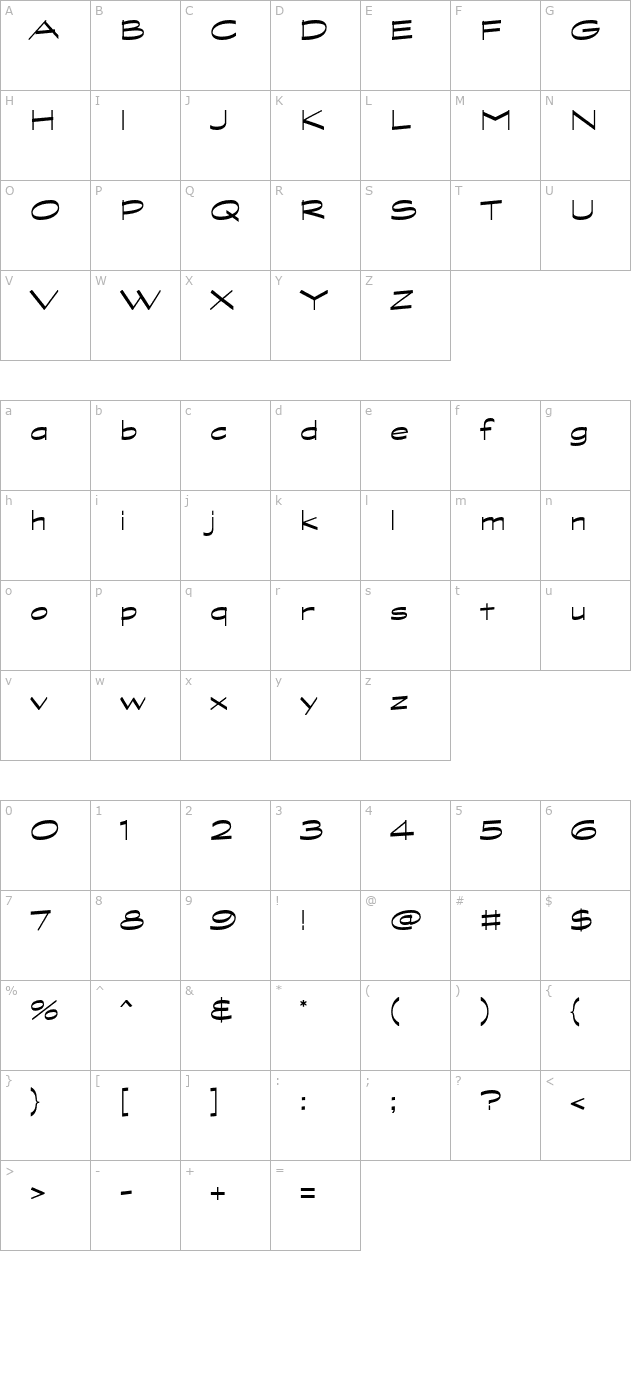 GraphiteStd-Wide character map