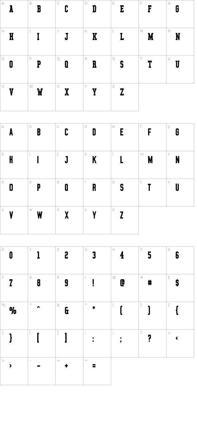 graphium-bold character map