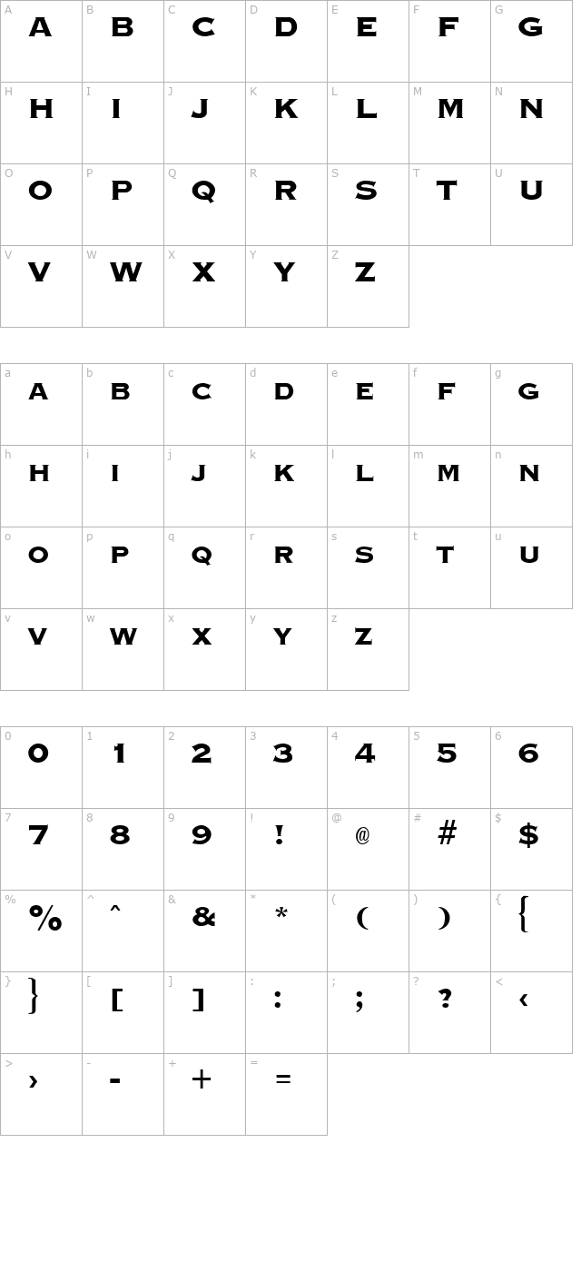 graverplateextrabold-regular character map