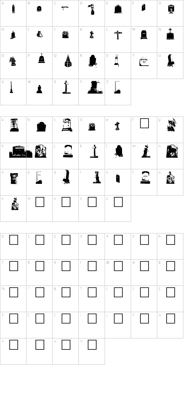 Gravestone Bats character map