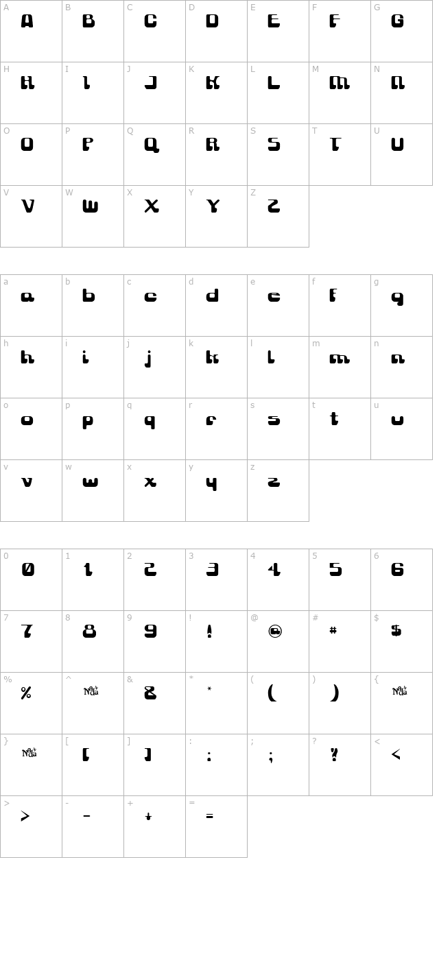 Gravity Sucks character map