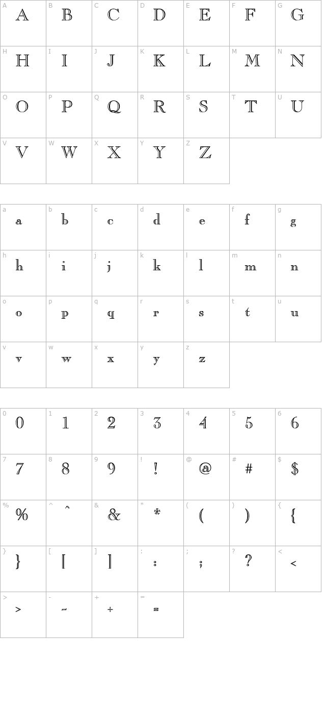 gravure-bold character map