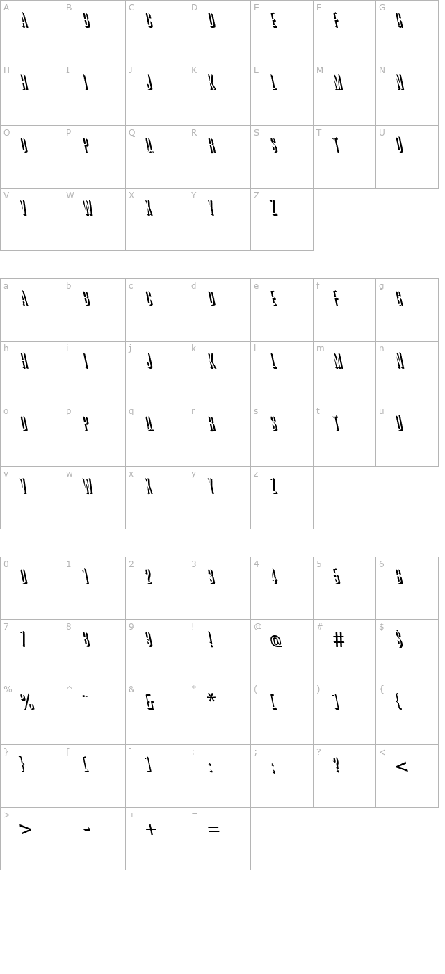 greatreliefbackslant-regular character map