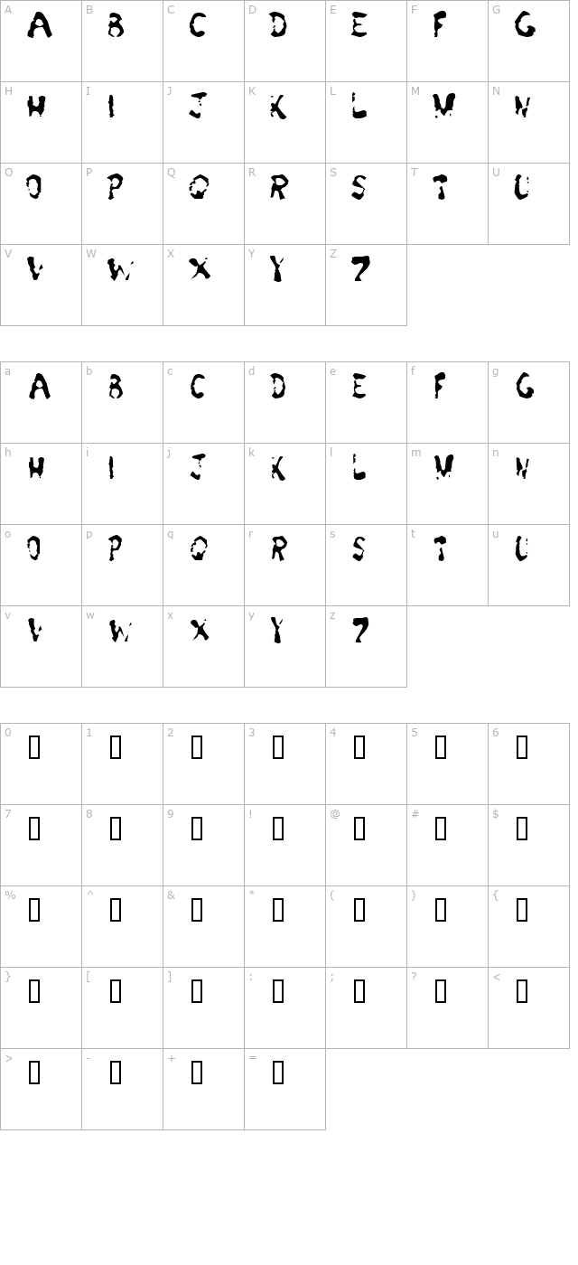 Green Apple Splatters character map