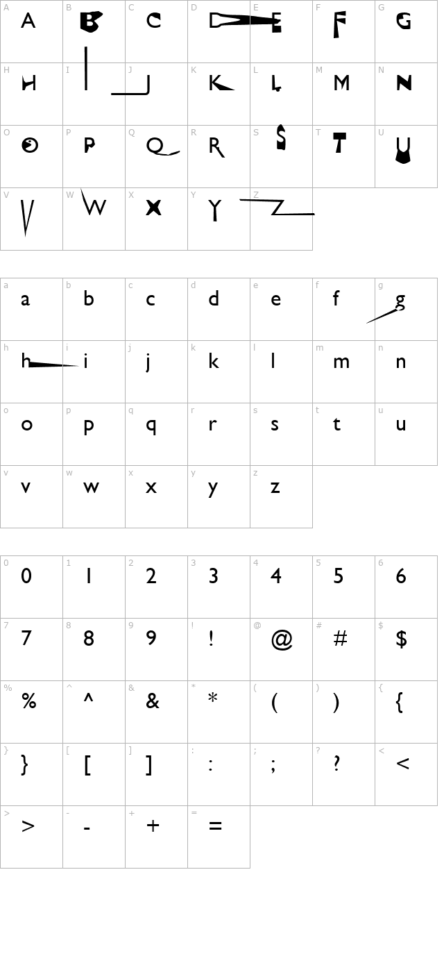 greg-sans character map