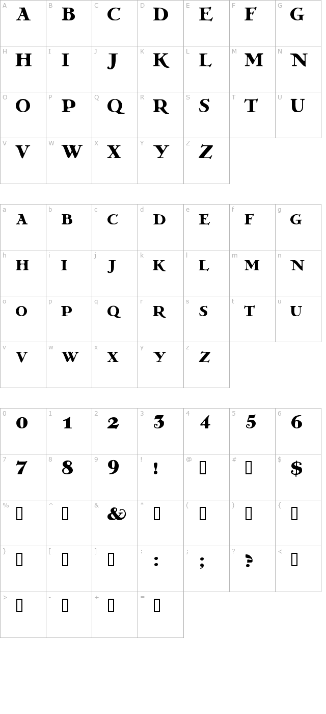 GrekoDeco Bold character map