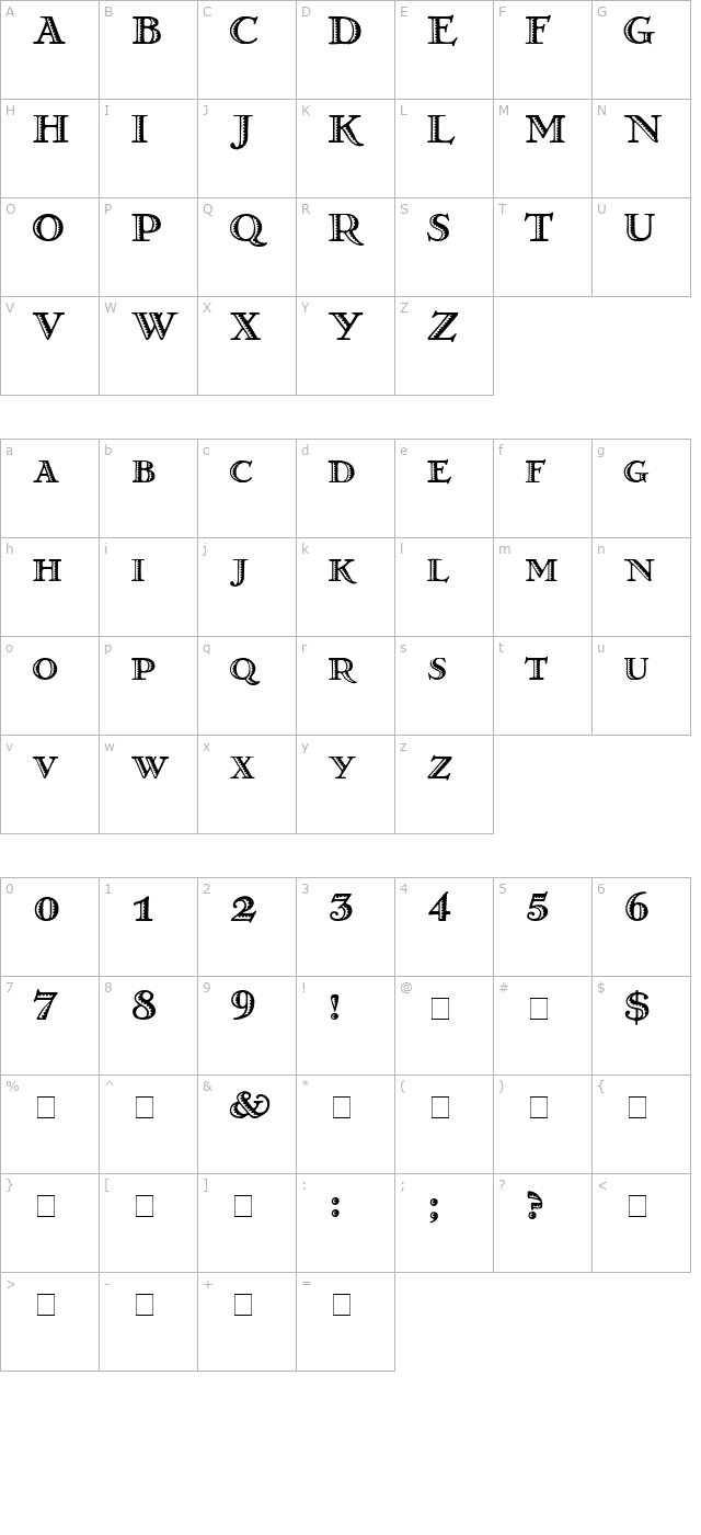 GrekoDeco Normal character map