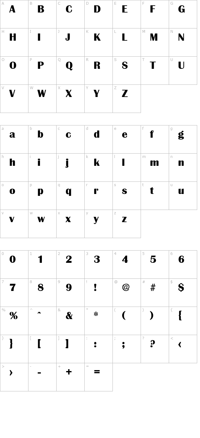 Grenoble-ExtraBold character map