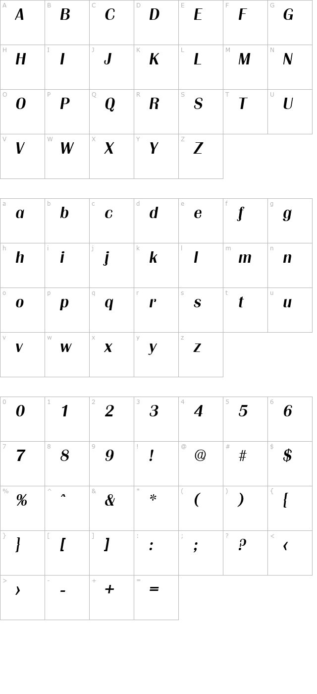 Grenoble-MediumIta character map