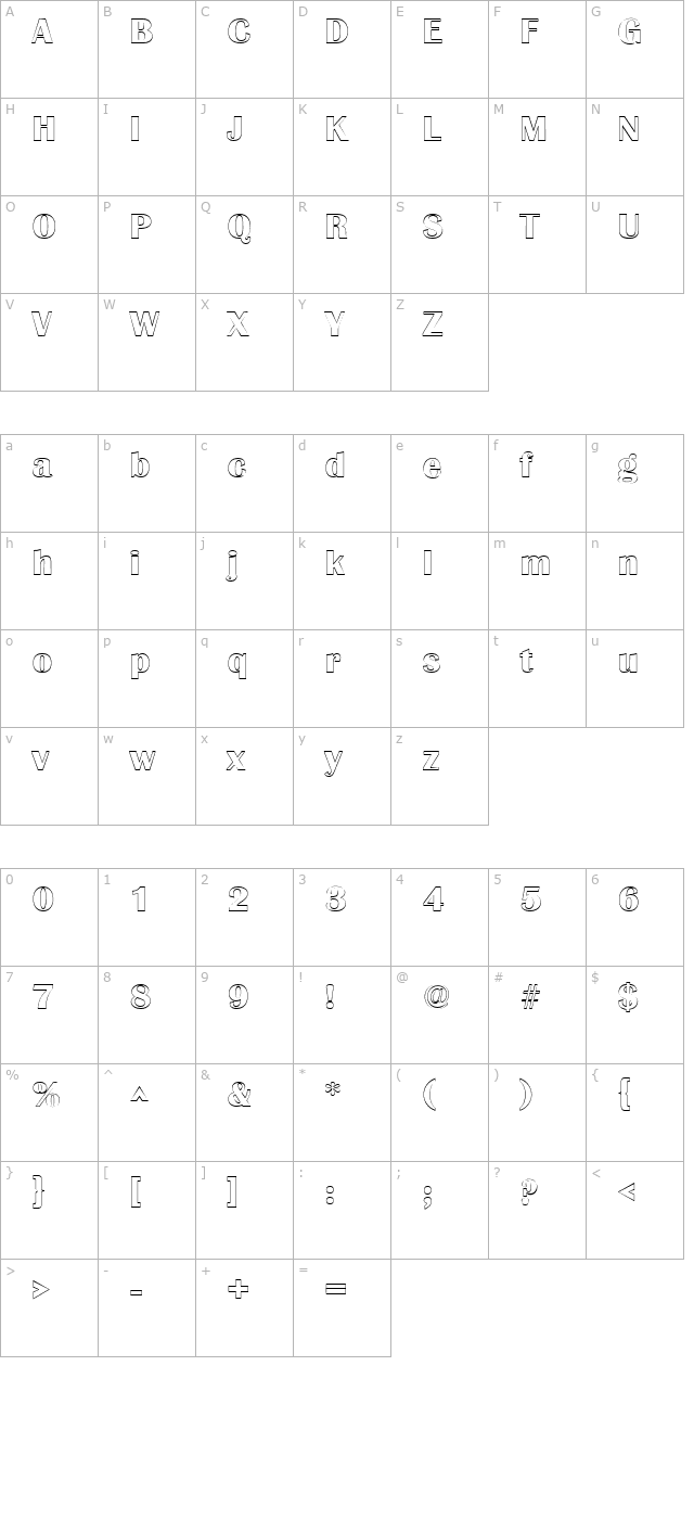 Grenoble Outline SF character map