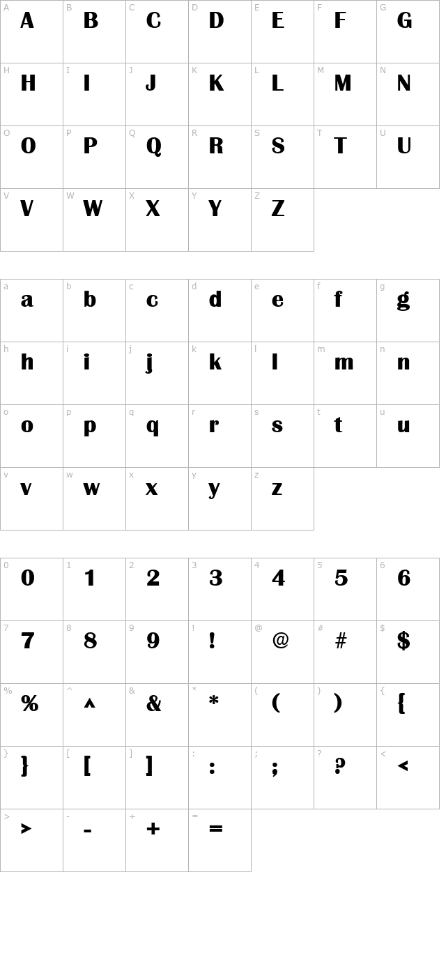 GrenobleLH Bold character map