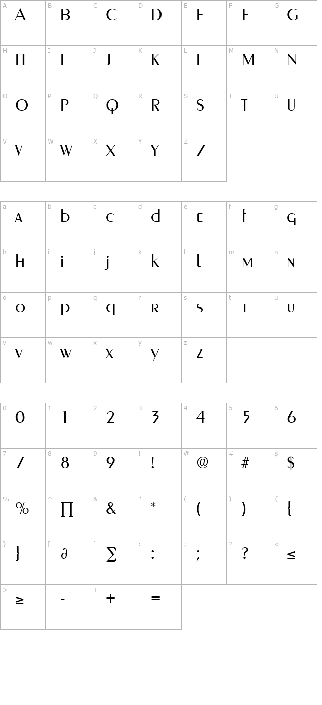 greyhound-regular character map